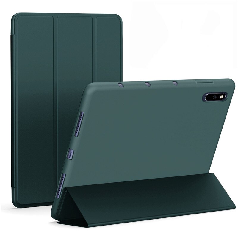 Flip Lederen Tablet Case Voor Huawei Mediapad M5 Lite 10 Silicone Smart Cover Shell Coque Media Pad M5 Lite 10.1 inch Fundas Capa: Deep Green