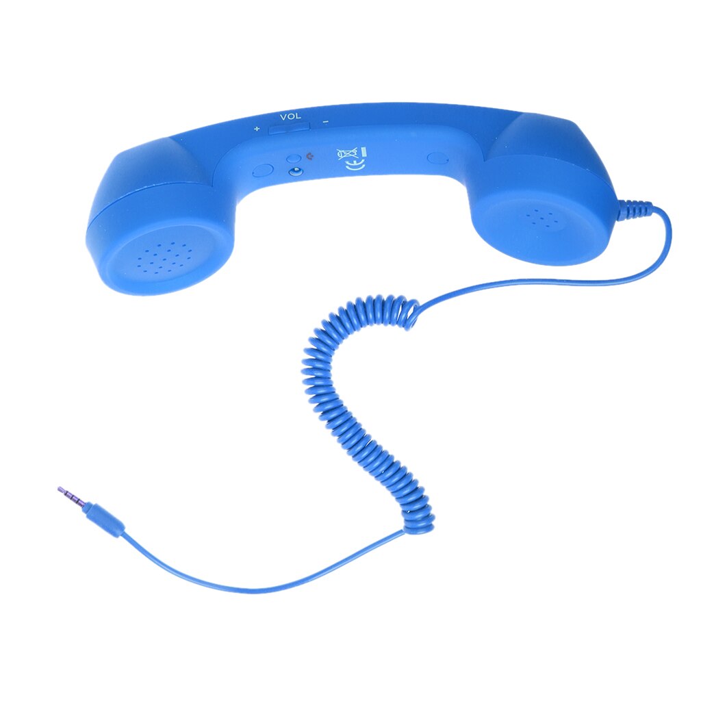 Auricular Retro clásico para teléfono, minimicrófono, altavoz, receptor de llamadas, color azul, 3,5mm