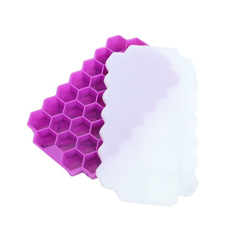 37 hohlraum DIY Ice Cube Tray Honeycomb Ice Cube Mold Food Grade Flexible Silikon Eis Formen für Whiskey Cocktail Eis maker: Purple