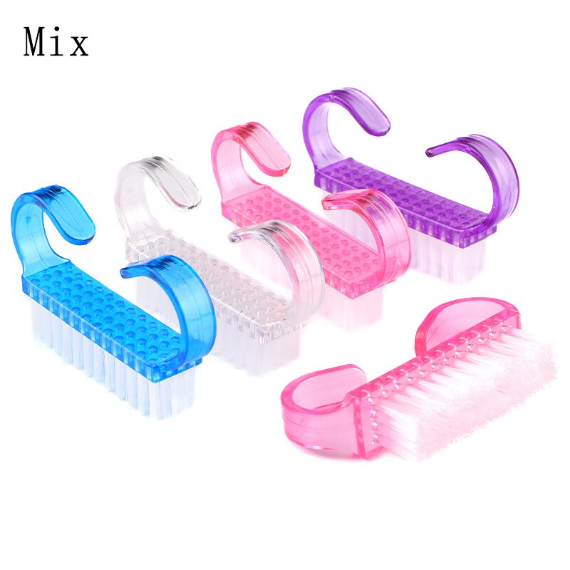 10 pezzi di plastica per la pulizia delle unghie spazzola per la rimozione della polvere delle unghie morbida per la cura delle unghie ottavino angolo mescolare di colori manicure pedicure strumenti per salone di bellezza: MULTI