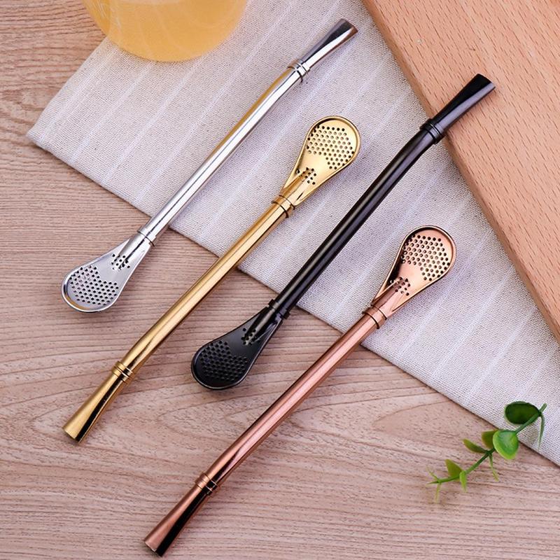 Stainless Steel Drinking Straw Filter Yerba Bombilla Reusable Ball Spoon Tools Mate Practiacl Tea Tea Gourd Washab N0J0