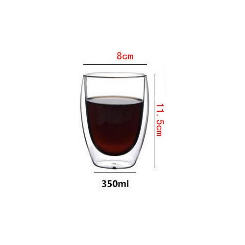 1 st dubbla kaffemuggar med handtaget muggar dricksisolering dubbelväggig glas tekopp drinkware mjölk: B 350ml