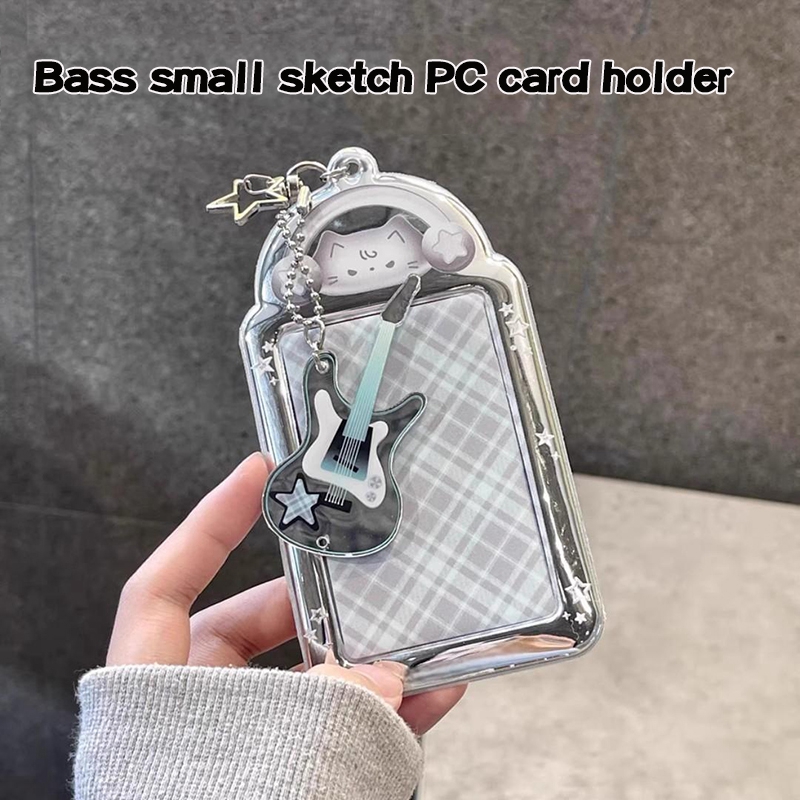Portatarjetas de fotos de gato Y2K, soporte para sesión fotográfica Idol Kpop, llavero, mochila, colgante de exhibición, funda protectora para tarjeta de estudiante, álbum de fotos