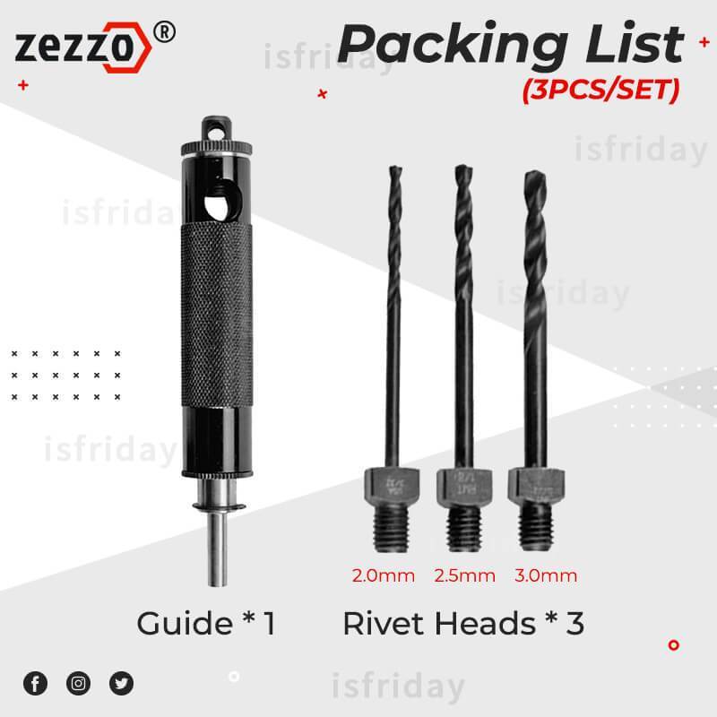Zezzo Automatic Riveting Tools Set With 3 Rivet Heads 2.0MM 2.5MM 3.0MM Hand Drills 1/4&quot; Shank Easy To Remove Blind Rivets: Default Title