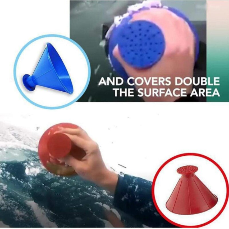 SCRAPE-A-ROUND Autoruit Voorruit Ijskrabber Kegelvormige Sneeuw Schop Tool Ijs Schop Trechter Auto Achteruitkijkspiegel Sneeuw Remover