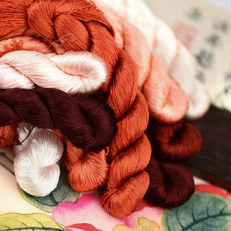 100% silk thread hand embroidery embroider cross stitch 1pcs 400m silk embroidery thread Dark orange series 13 pure colors
