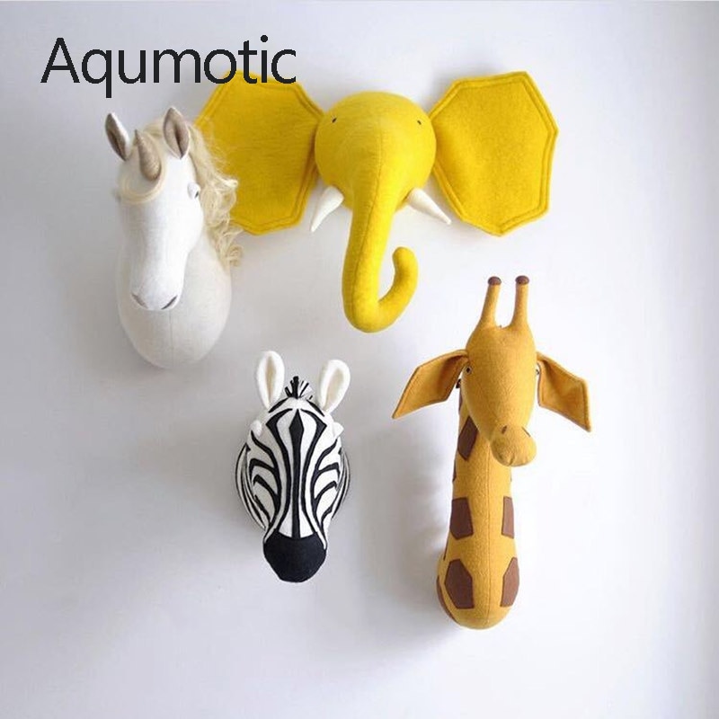 Aqumotic-suspension murale 3D, tête d'animal, décoration murale de cygne, oreiller doux mignon, pour chambre d'enfant