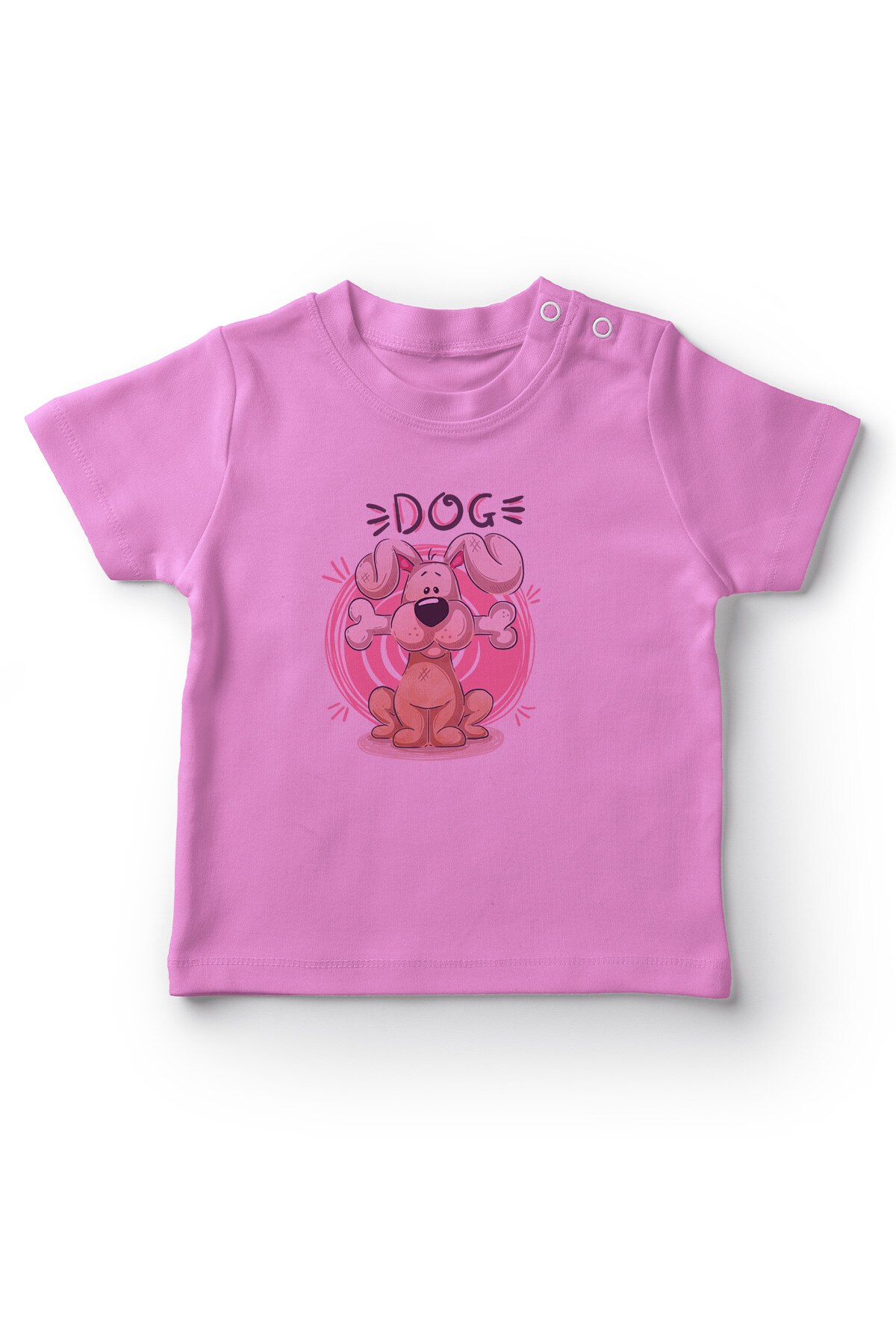 Angemiel Baby Bone Holding Shepherd-dog Girl Baby T-Shirt Pink
