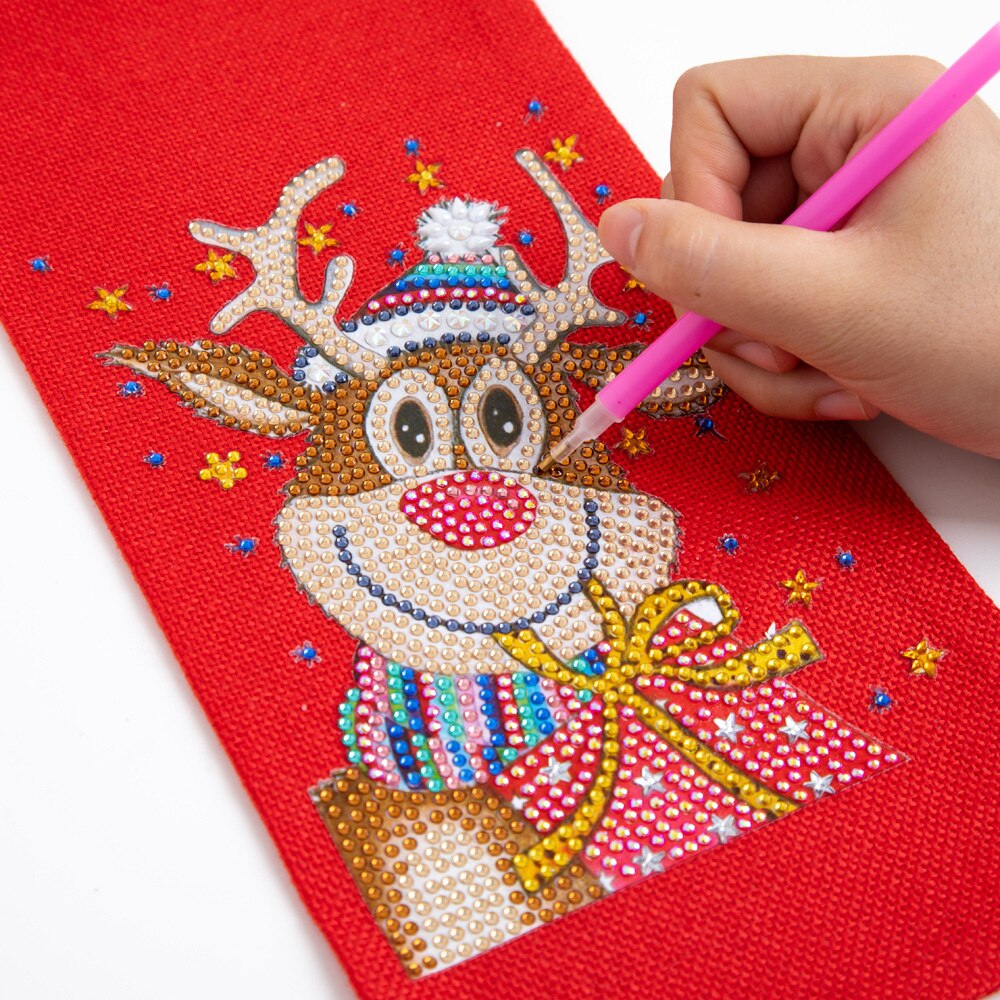Diy Diamant Schilderen Kerst Wijnfles Zakken Cover Vrolijk Kerstfeest Xmas Wijn Fles Tasje Jaar Tafel Decoratie