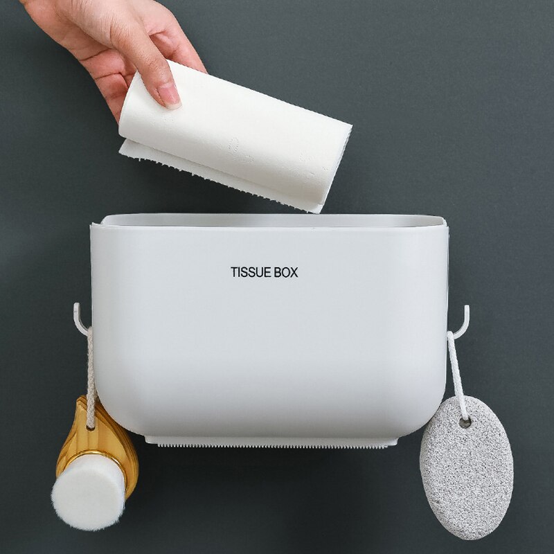 Caja de pañuelos para baño, estante de Caja de papel higiénico montado en la pared, práctico, para el hogar, color azul, blanco, rosa y Beige, estilo,
