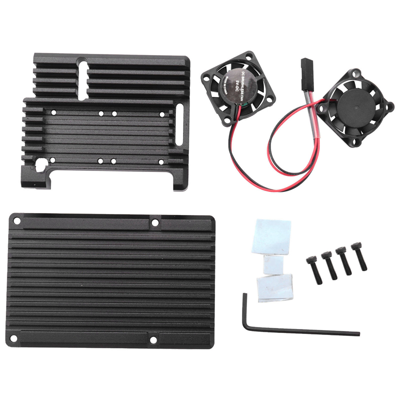 For Raspberry Pi 3B Aluminum Alloy Case, for Raspberry Pi Metal Case with Dual Fan , for Raspberry Pi 3 Model B+(Plus) /3B: Default Title