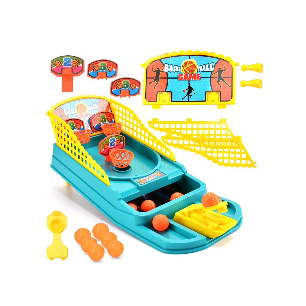 Kinderspeelgoed Dubbele Vinger Ejectie Basketbal Hof Board Game Ouder-kind Interactieve Jongen Desktop Educatief Speelgoed: blue