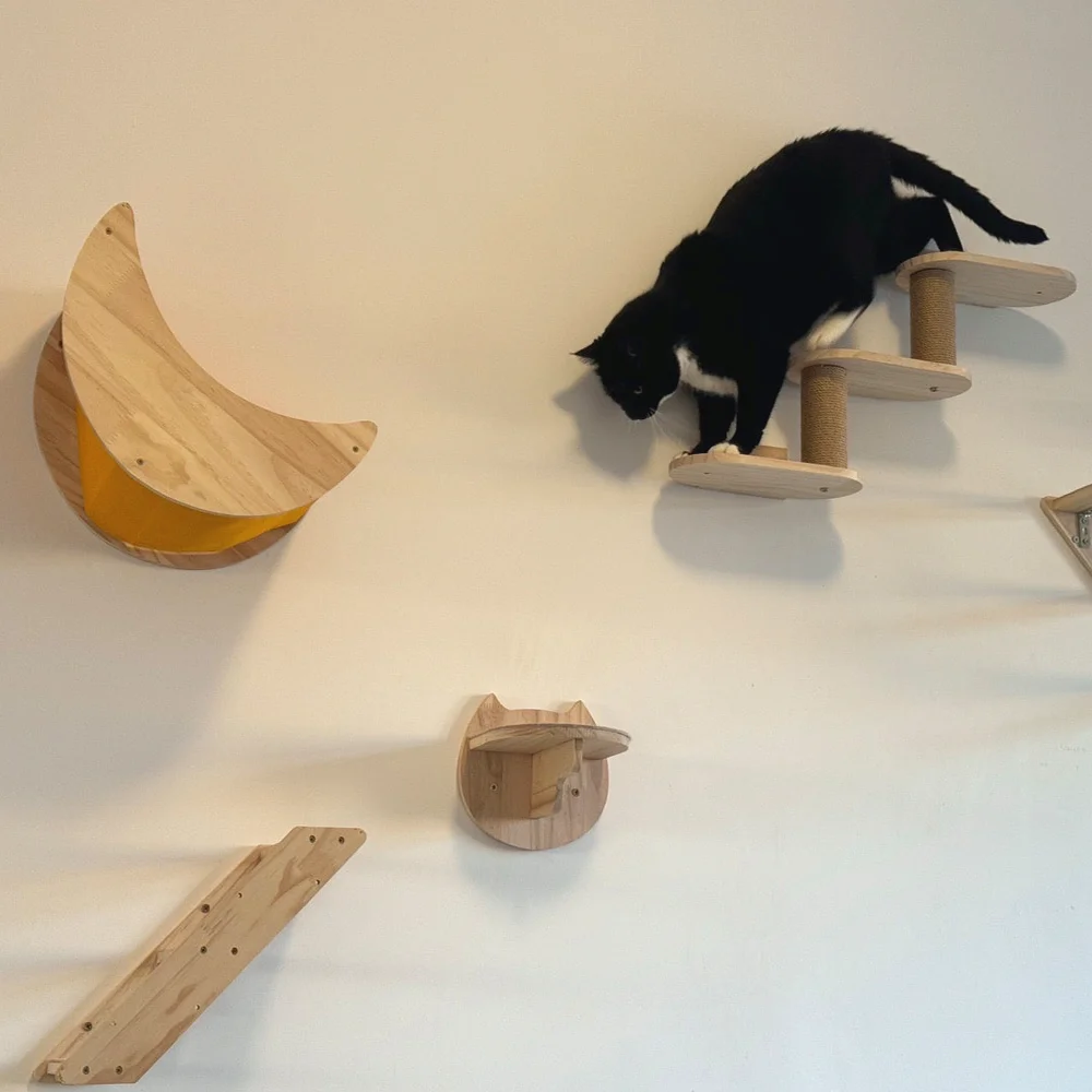 Cat Climbing Shelves Wall Mounted Cat Tree Sisal Scratching Post Cats Hammock House Jumping Platform Rope Ladder Pet Furniture