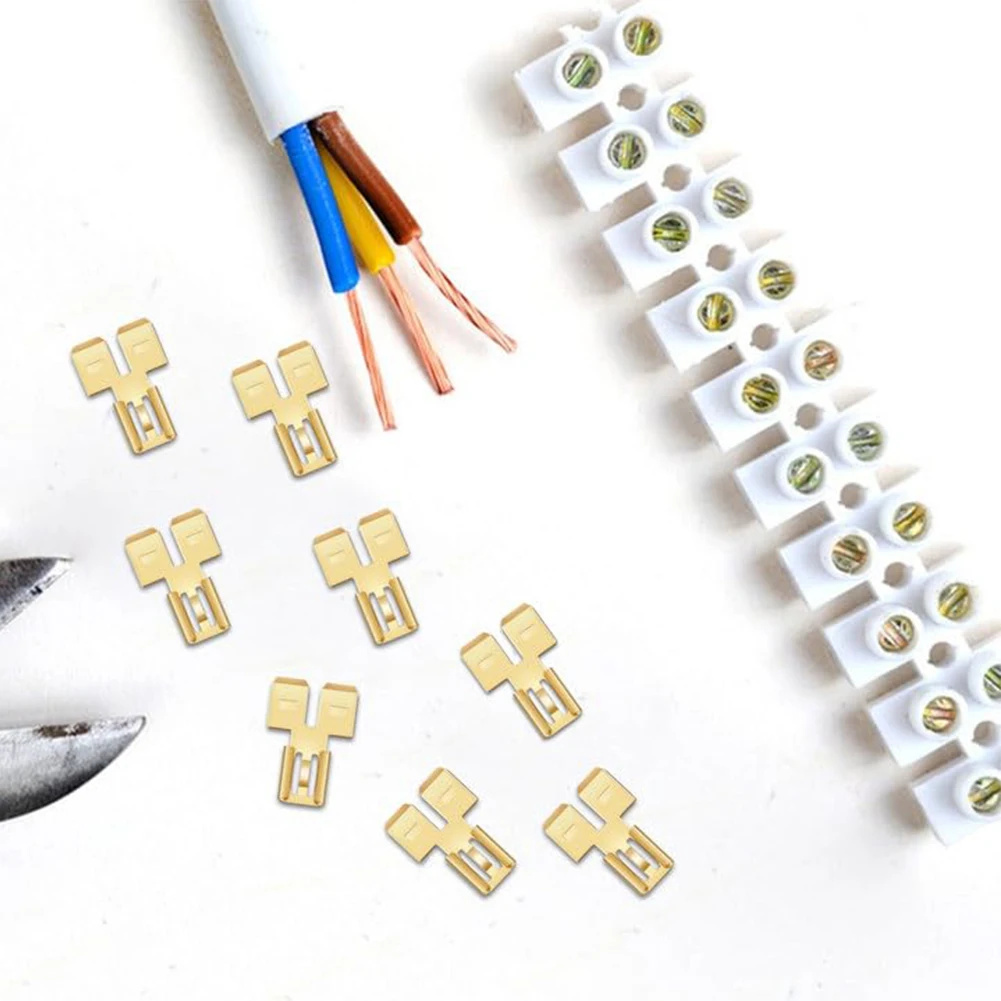 30Pcs Connector Quick Disconnect Electrical Double Piggyback Spade Spade Connector Terminal Way Wire Double Piggyback