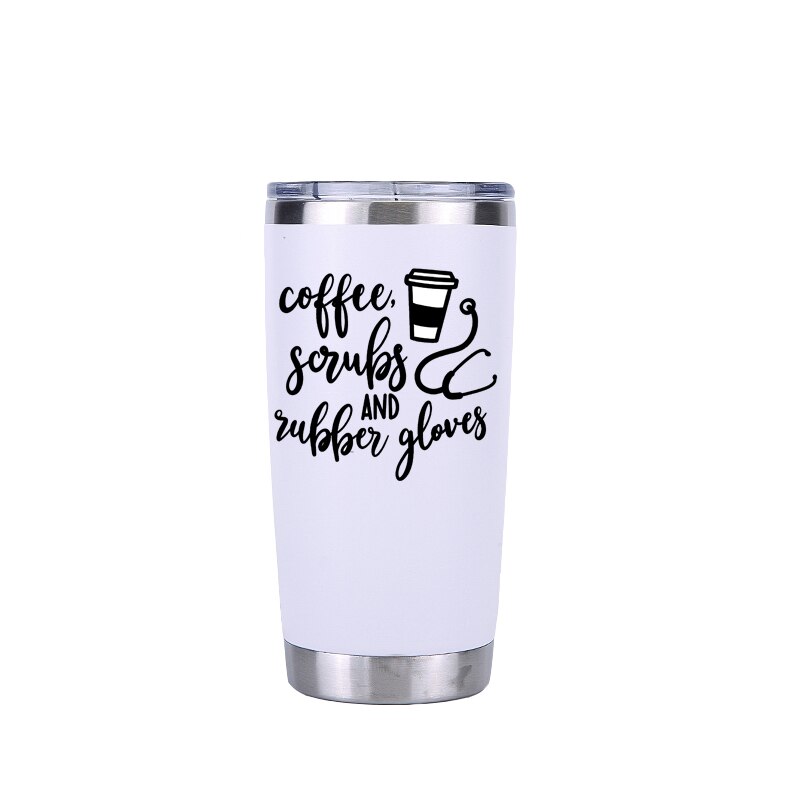 d'infirmière 30 oz gobelet voyage voiture bière tasse vide flacons isolés en acier inoxydable Thermos tasses à café: 20 oz white