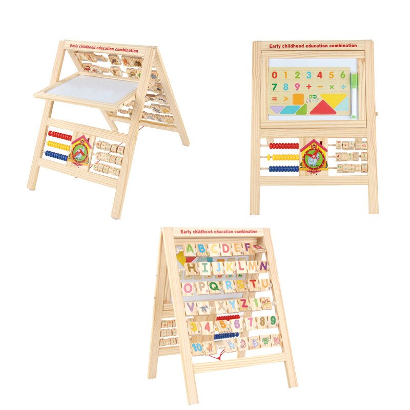 Multi-function Drawing Board Children Early Education Combination Double-sided Magnetic Blackboard Wooden Bracket Writing Board