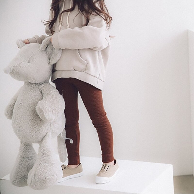 Koreaanse Stijl Peuter Meisjes Leggings Baby Kids Geribbelde Broek Katoenen Baby Kinderen Broek Elastische Taille Zachte Broek