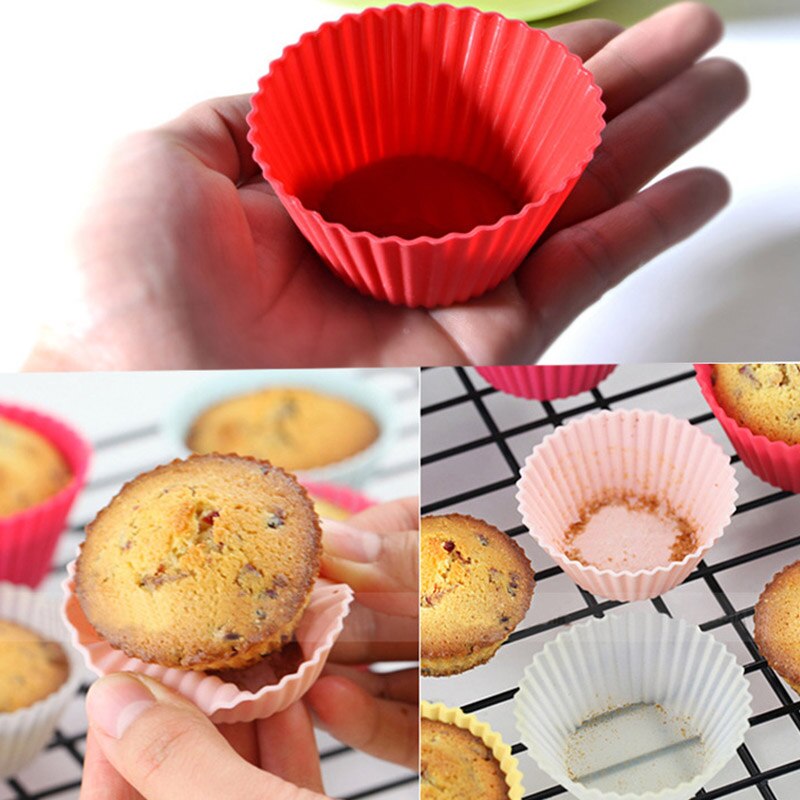 12 Pcs Silicone Cupcake Liner Bakken Cup Silicon Muffin Bakvormen Bakken Tools Voor Gebak Gebak Accessoires Bakvorm