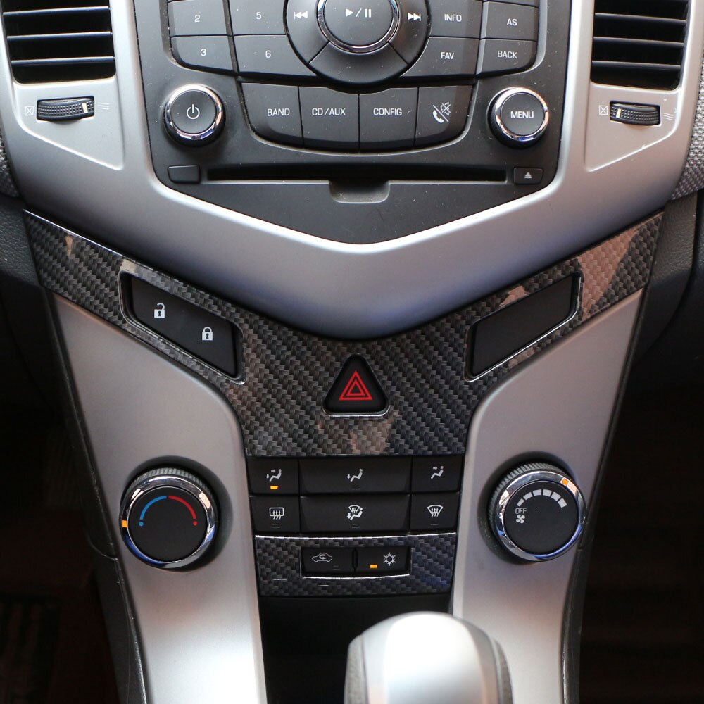 ABS cromo para Panel de consola central aire acondicionado de lentejuelas de la etiqueta engomada para Chevrolet Cruze Sedan Hatchback: carbon fiber black
