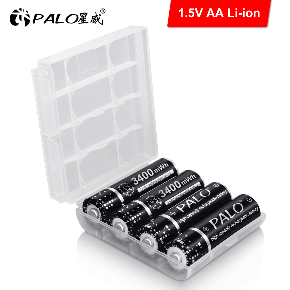 PALO AA 1.5 V Li-ion Rechargeable battery 1.5V AA lithium battery 3400 mWh AA batteries for Clocks, mice, computers, toys so on