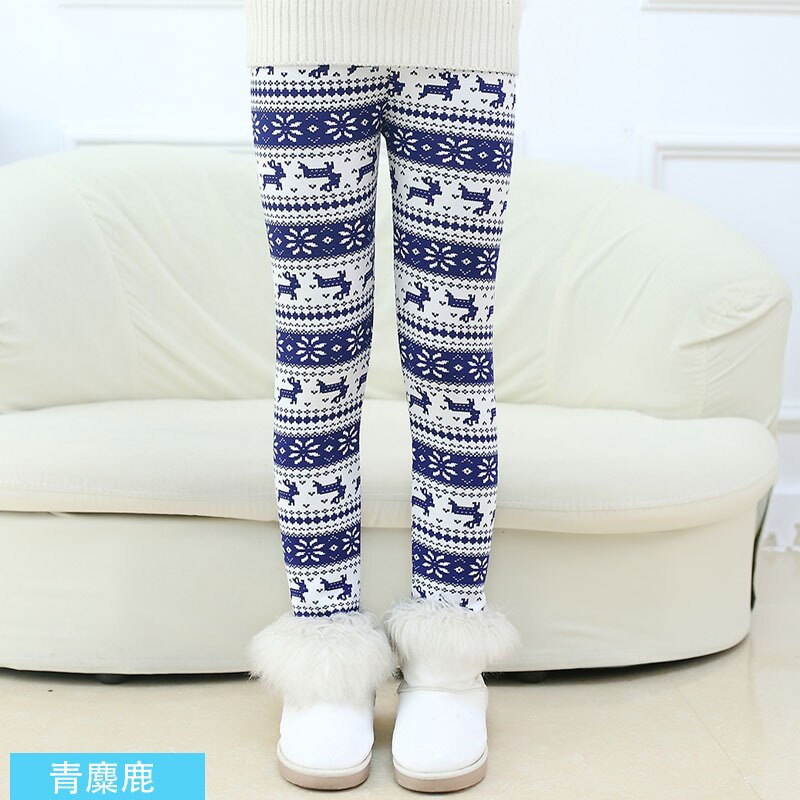 Leggings con estampado Floral para niños y niñas, pantalones pitillo cálidos para Primavera, invierno,: A-Navy Deer