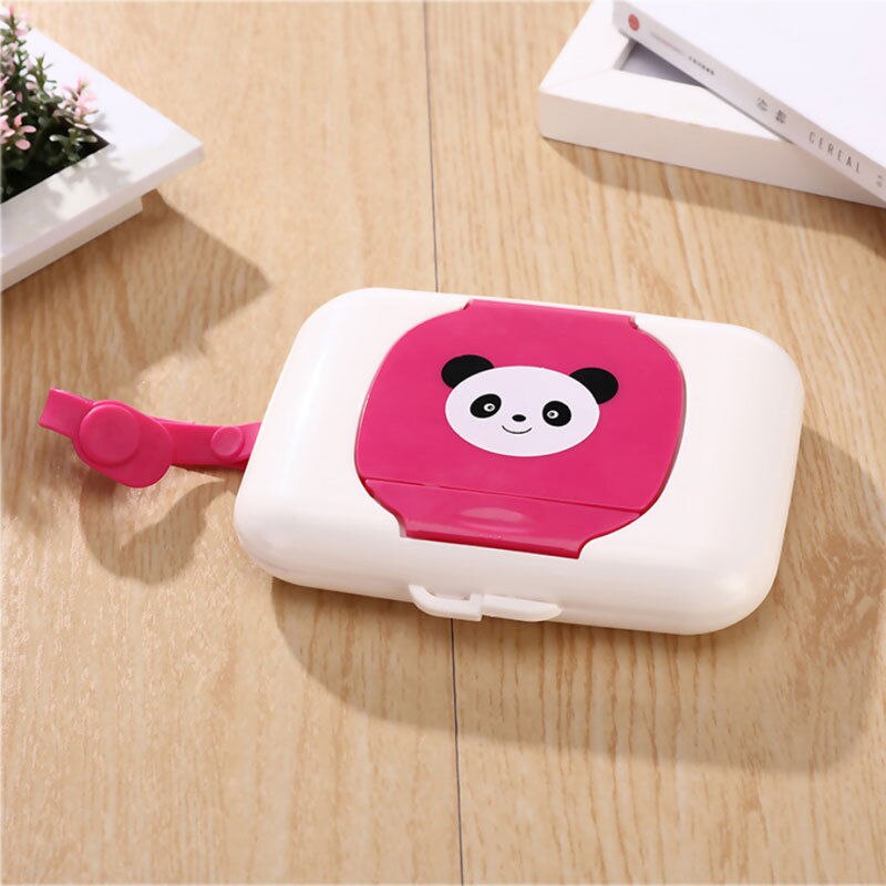 Caja de toallitas húmedas para bebé, dispensador de caja de toallitas húmedas para cochecito, tapa de cuerda portátil, cajas de pañuelos cubiertas: Rosa