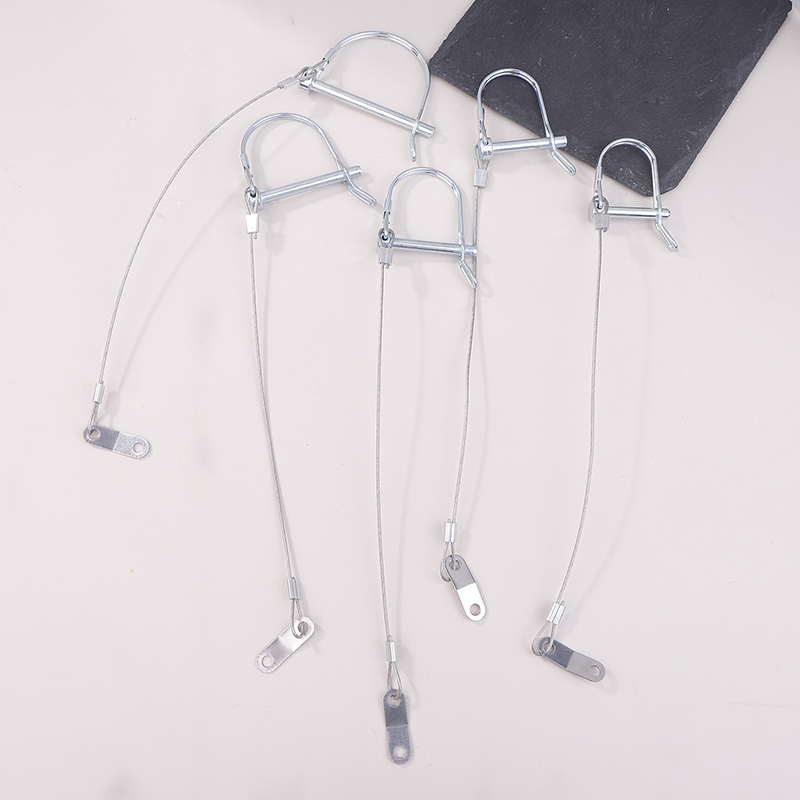 Låsestift i rustfritt stål med rundbue og anti-trykk taukoblingspinner til hagebruk på gårdsvogn