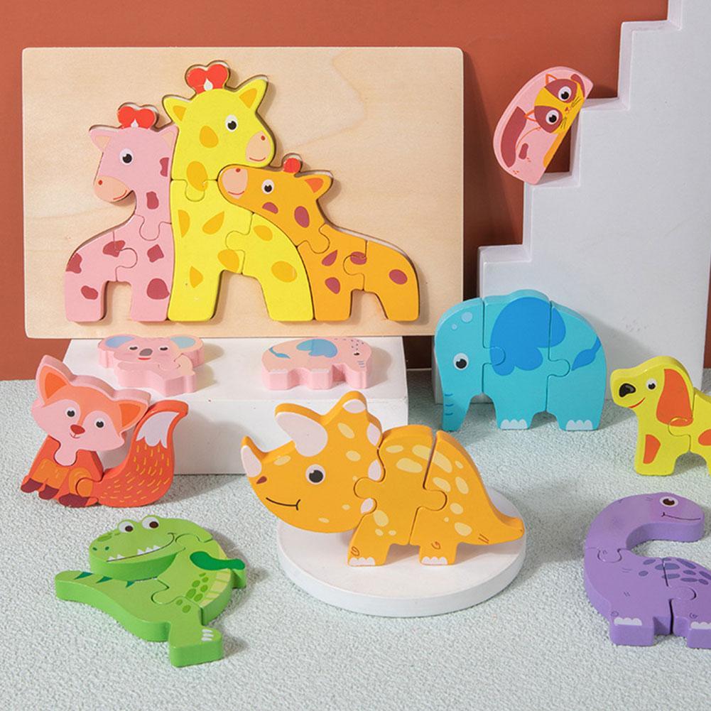 3D Cartoon Dieren Houten Puzzels Speelgoed Leuke Tangram Puzzels Kinderen Baby Educatief Leren Interactieve Puzzel Speelgoed