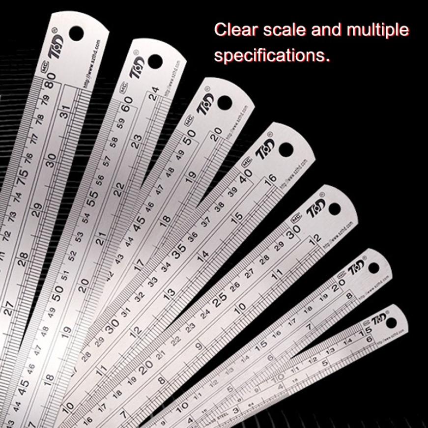 Steel Ruler 15cm/20cm/30cm/40cm/50cm Stainless Steel Drawing Straight Ruler Precision Double Sided Metal Ruler Measuring Tool