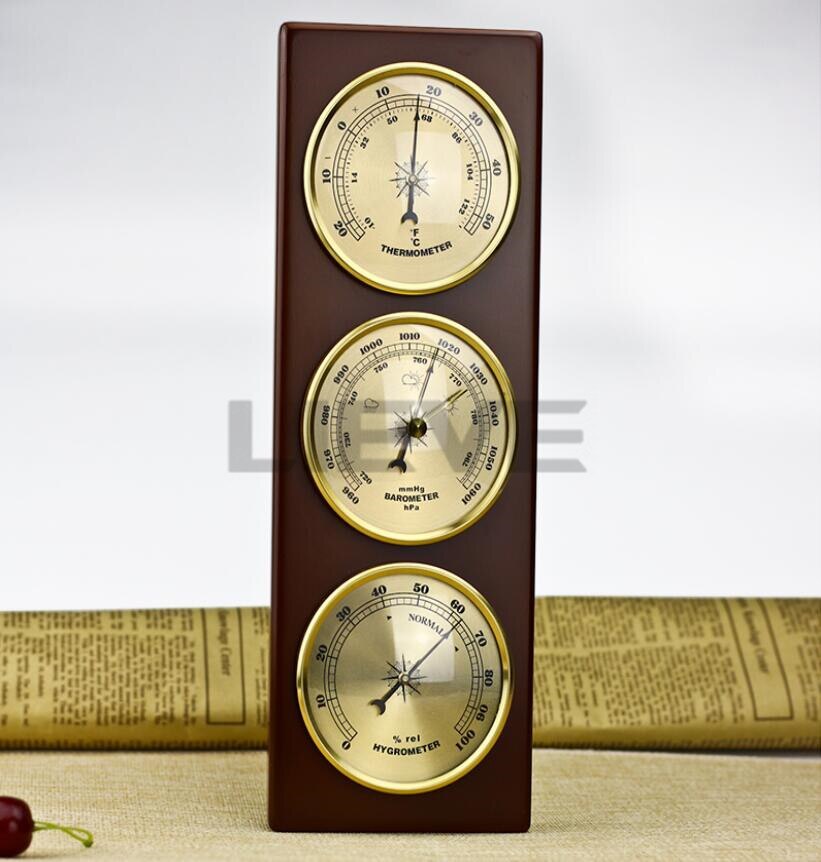3Pcs/Set Hygrometer Manometer Thermometer Barometer With Wooden Frame Base Ornaments/Weather Station Instrument