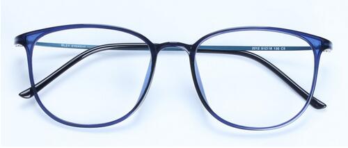 Monture de lunettes Geek en acier au carbone pour hommes et femmes, Ultra-léger, Vintage, Super grand cadre Nerd décoratif pour myopie: blue