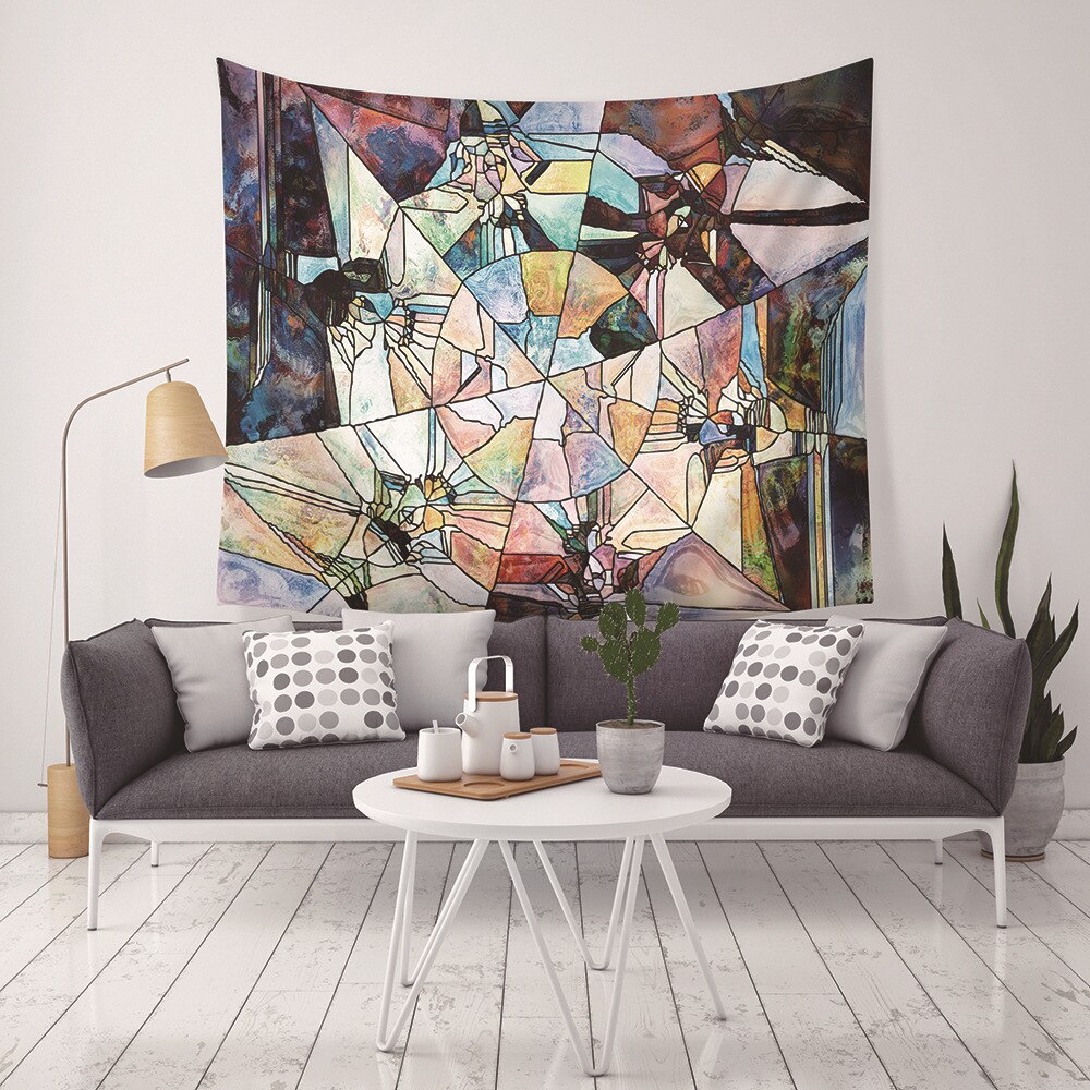 Yaapeet 1pc polyester klassisk vægtapet spisestue geometrisk trykt hængende tapet høj smuk vægindretning: Farve 9 / 130 cm x 150cm