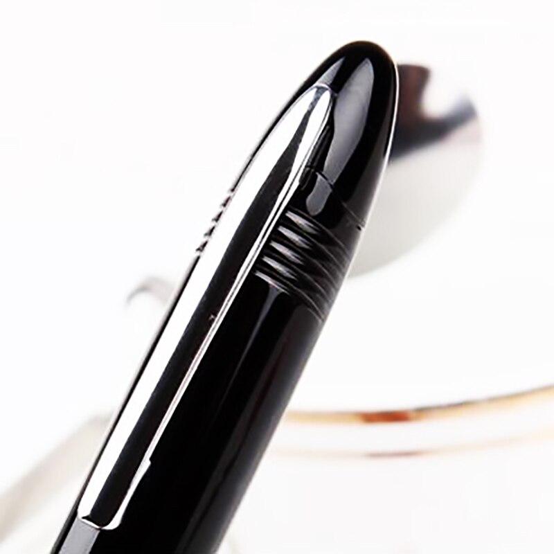 Pluma estilográfica clásica de Duke 911 gran forma de tiburón Noble negro completo Metal iridio medio pluma de escritura suministros de oficina de negocios