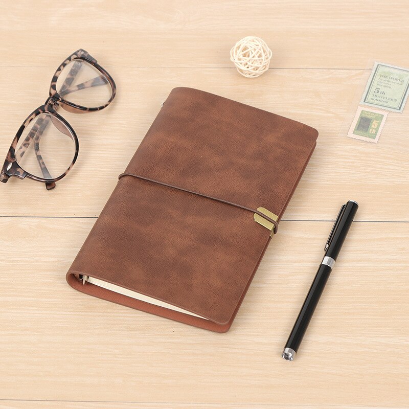 retro Notiz Weichen Leder verlieren-Blatt Buch Nachahmung Leder Tagebuch A6 leer Kraft Papier Tragbare lLedger: A5 Braun