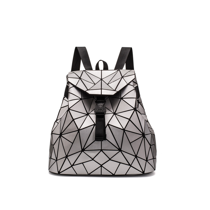 Geometrische Taschen Frauen Rucksäcke Mädchen Rucksäcke Folding Jugendliche Schüler Schule Taschen Rucksäcke Umhängetaschen: silver