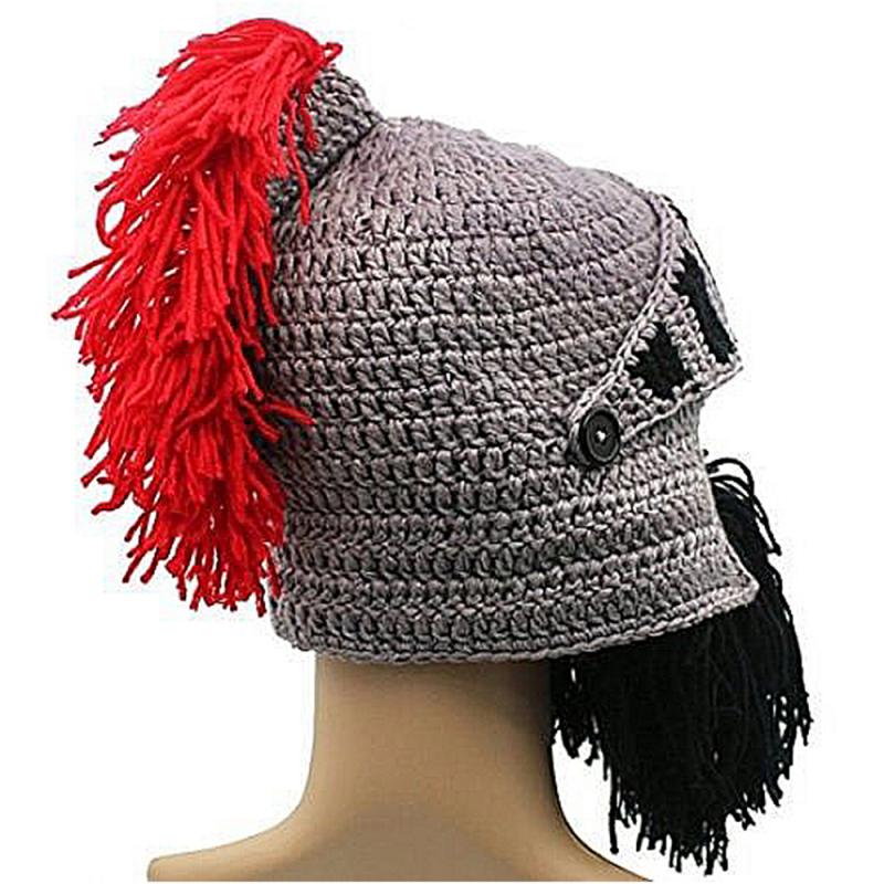 Gorros de casco de caballero romano para hombre y mujer, sombreros con barba hecha a mano, gorros de esquí, divertidos, cálidos, para