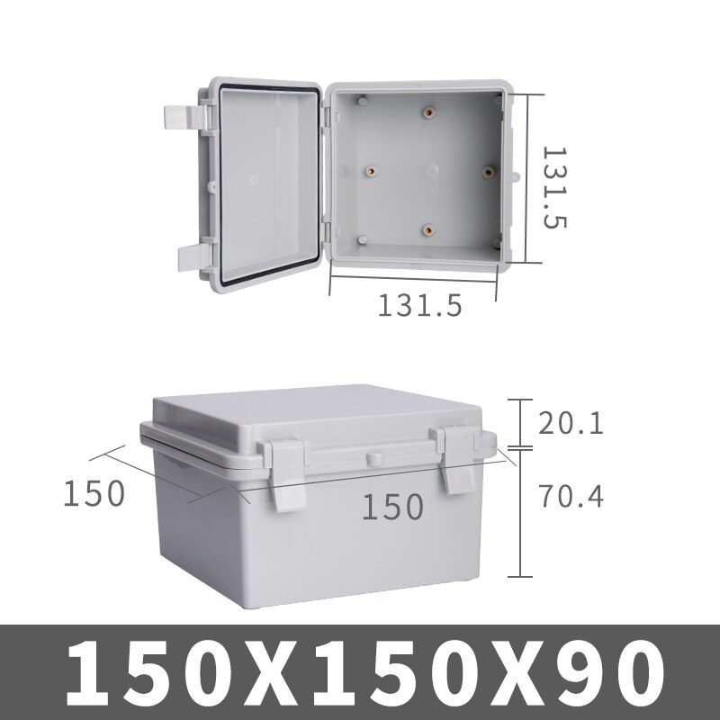 Waterproof Buckle Power Project box ABS plastic electric control box wire connection cable junction box Instrument Enclosure: 150x150x90mm Grey