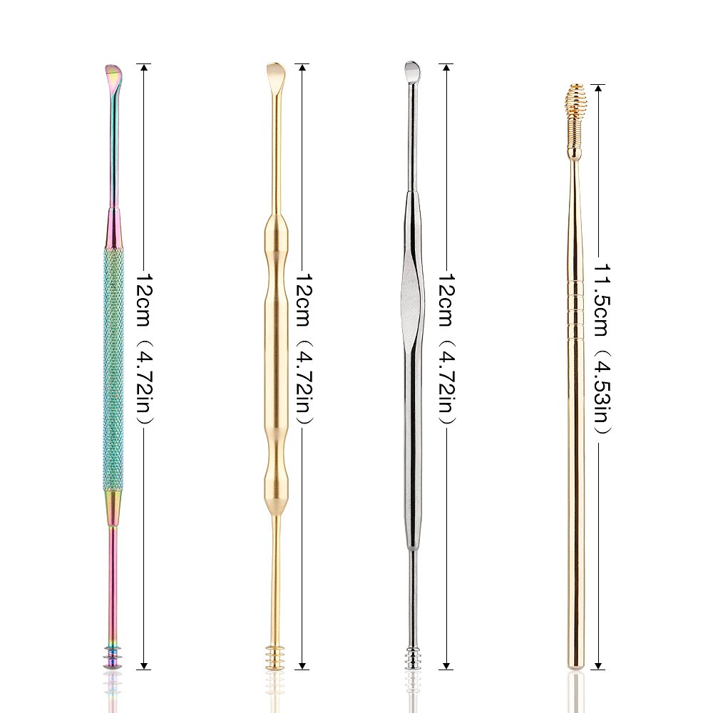 4 Stks/partij Rainbow Chameleon Ear Wax Pickers Rvs Earpick Wax Remover Curette Oor Pick Cleaner Lepel Oor Schoonmaken Gereedschap