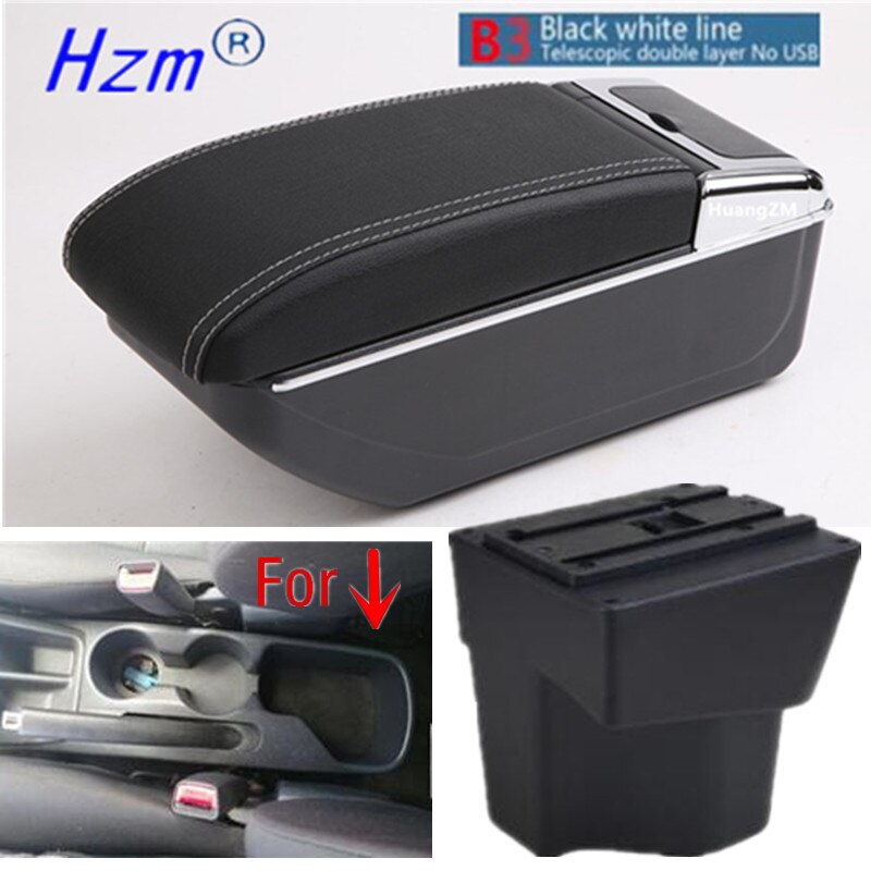 For KIA Rio 5 Armrest Rio parts dedicated Car Armrest box Storage box car accessories Interior USB: B3 white line NO USB