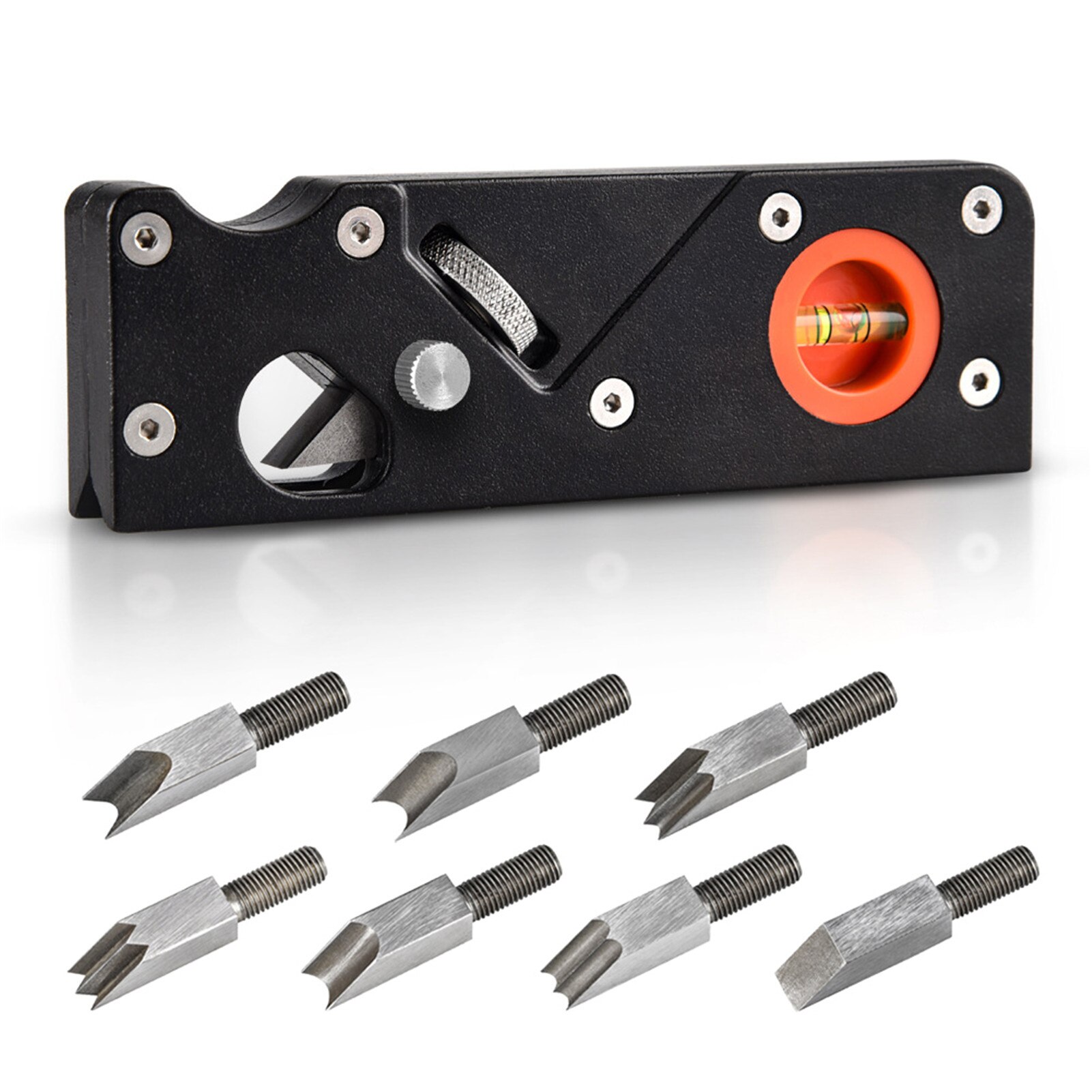 Mini Chamfer Plane Set for Wood Portable Adjustable Wood Trimmer with Level-meter & Chamfer Woodcraft Tools Kit 15*5*2cm MDJ998: Black 3