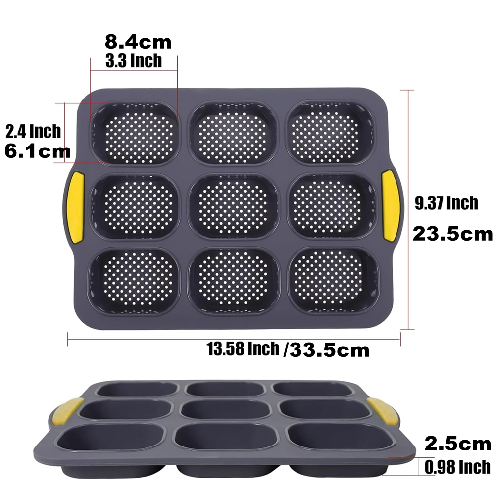 Hamburger Bun Mold Non-Stick Food Grade Silicone Bread Loaf Pan Baguette Pan French Bread Baking Forms Burger Buns Sandwich Tray: light yellow