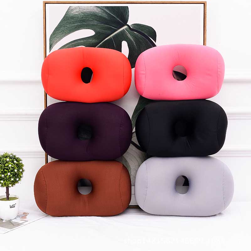 Almohada Cervical en forma de O para dormir, cojín de viaje con hueco, de mano, color rosa y gris, para oficina