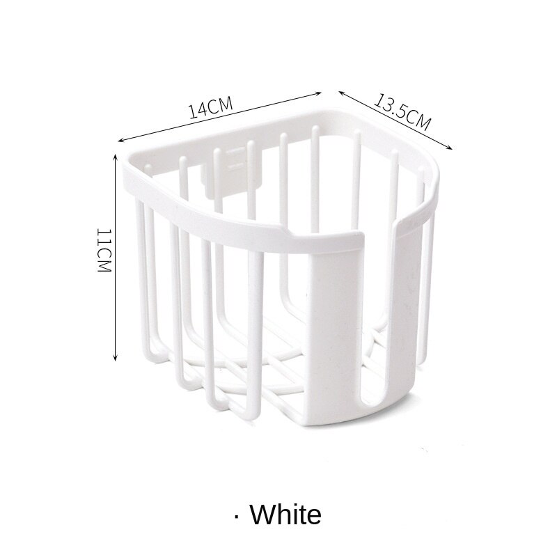 Porte-papier adhésif mural sans perçage, pour salle de bain, boîte à rouleaux de papier toilette: white