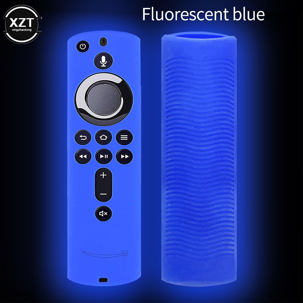 Coque en Silicone antichoc pour clé TV 4K, en treillis souple, accessoires durables et antidérapants, housse de protection pour télécommande: Fluorescent blue