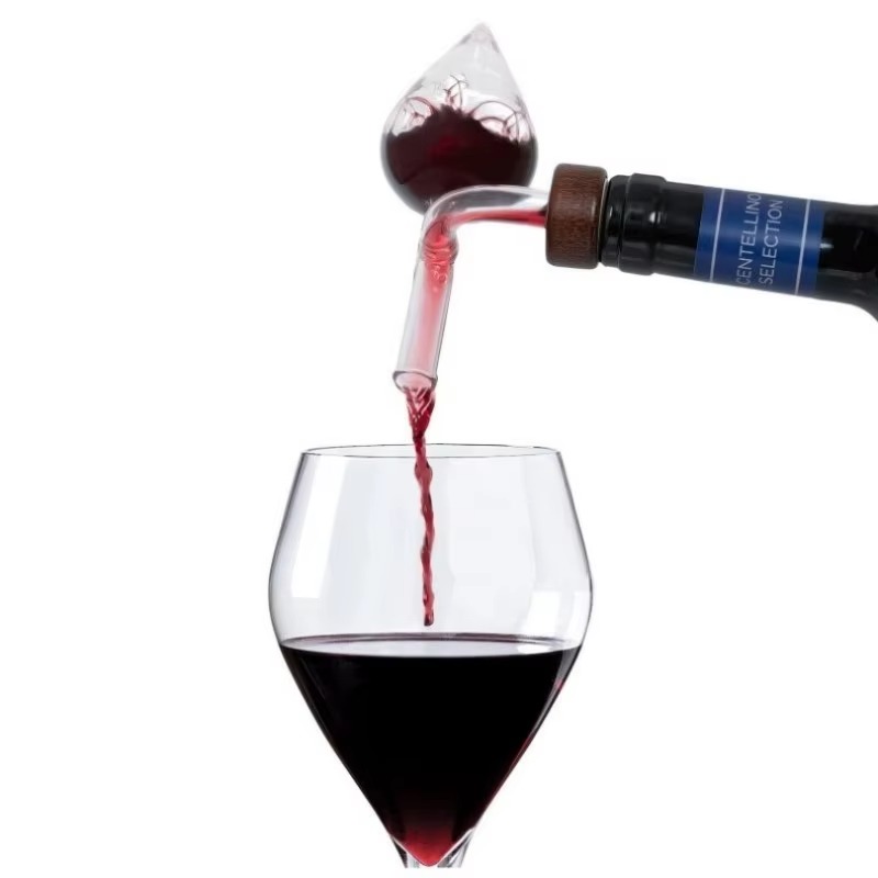 Aireador de vino, vertedor de botella de vino tinto portátil transparente y decantador rápido, aireador de vino tinto transparente redondo/de forma de melocotón