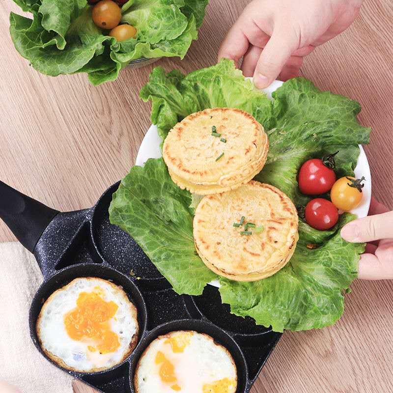 Multi Egg Frying Pan Aluminum 4-Cup Egg Frying Pan Non Stick Swedish Pancake Egg and Burger Pan Plett Crepe Kitchen Pan