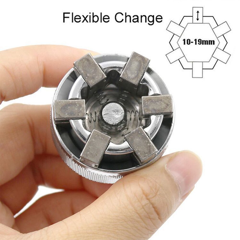 10-19mm Adjustable Hex Universal Socket Torque Ratchet Socket Adapter Wrench Head Spanner Sleeve Durability Repair ToolAccessory