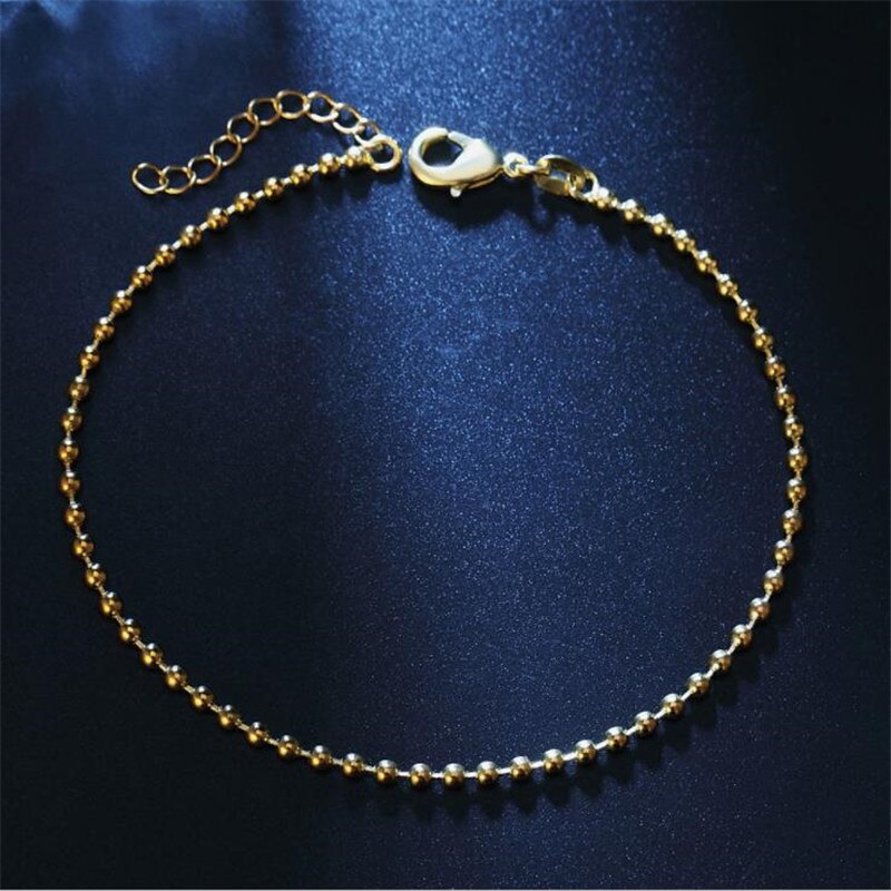 Lukeni top 925 sterlingsølv armbånd til kvinder festtilbehør kvindelige guldfodlænker til pigesmykker 2mm: Guld