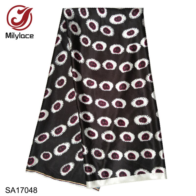 Milylace beliebte digitale gedruckt wachs muster satin stoff afrikanische digital gedruckt wachs muster satin stoff SA17050: color 3