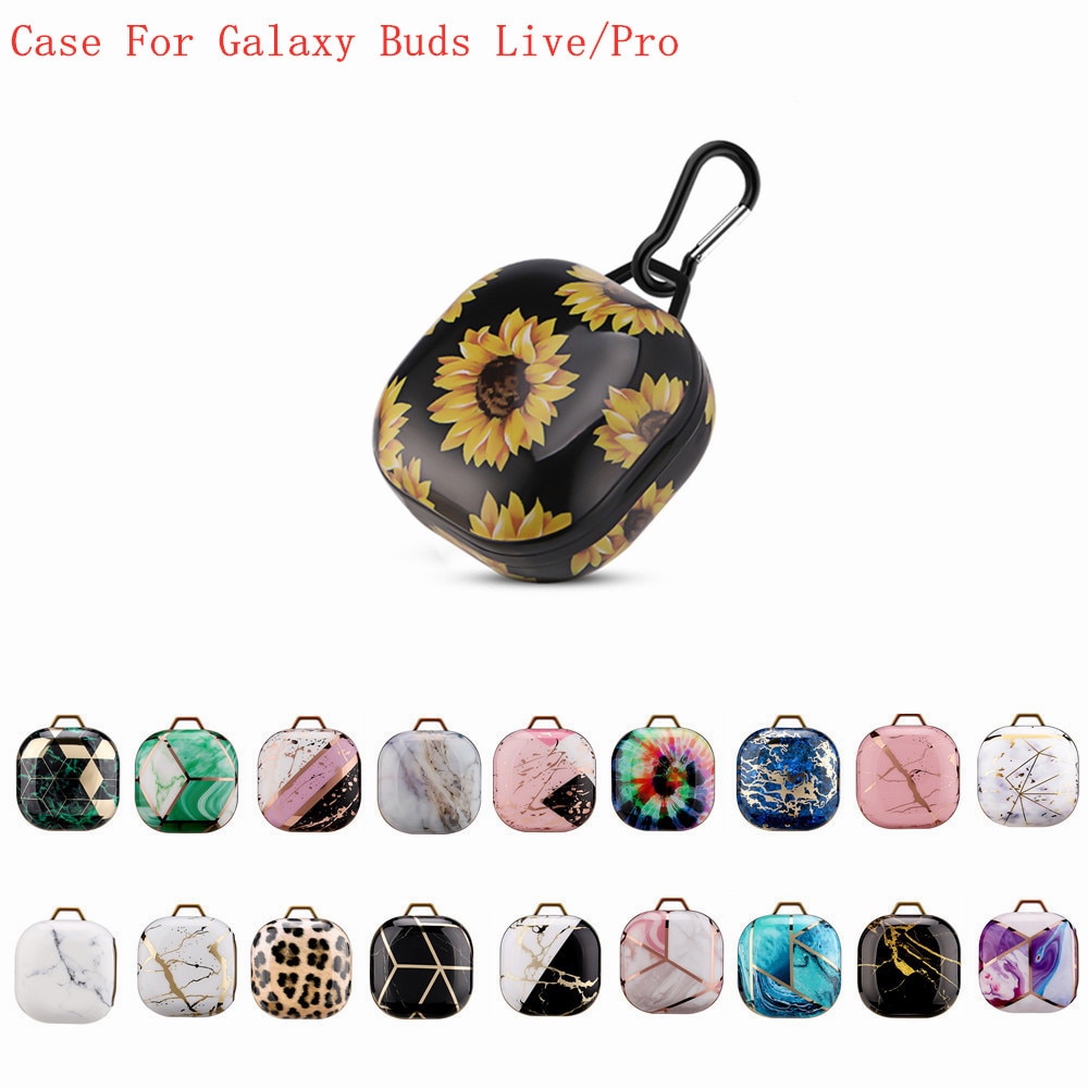 Dla Galaxy Buds 2/Live/Pro Case plastikowe marmurowe błyszczące luksusowe antypoślizgowe twarde powłoki słuchawki akcesoria do Galaxy buds live Case